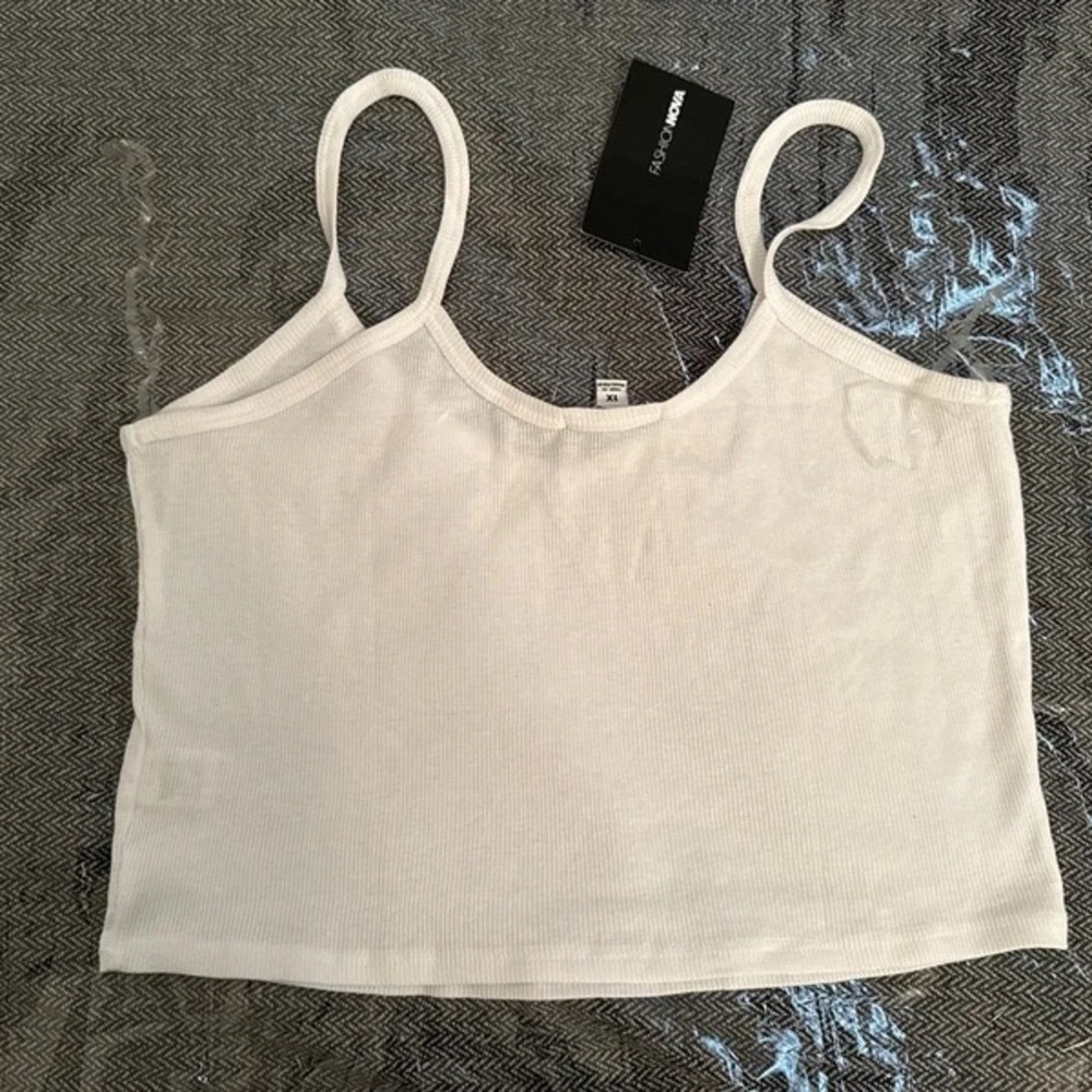 A New Day White Ribbed Cropped Camisole Tank Top